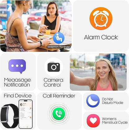 Smart Bracelet for Men Women, Smart Health Wristband with 24/7 Heart Rate/Blood Oxygen/Sleep/Body Temperature Monitor, IP68 Waterproof, 170+ Sports Modes (Black)