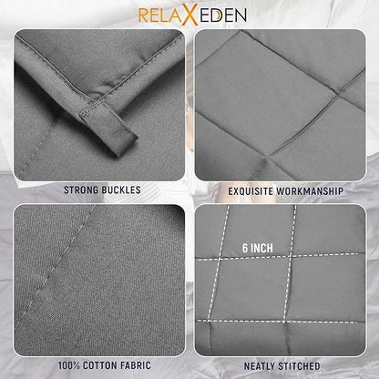 Adult Breatheable Cotton Weighted Blanket with Removable Navy Duvet Cover, 60 x 80 Inch, 15 Pounds, Made w/Polyester and Glass Beads, Grey