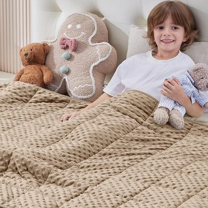 anfie Weighted Blanket Kids(36"x48" 5lbs) Weighted Blanket Cooling Blanket for Sleeping,Throw Size Breathable Blanket with Premium Glass Bead(Khakil)