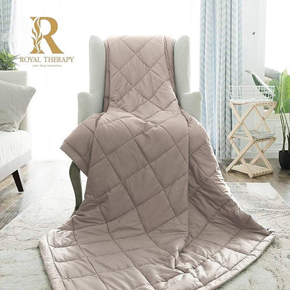 Royal Therapy Weighted Blanket - Heavy 100% Cotton Blankets with Premium Glass Beads (60''x80'' 15lbs, Texas Leather), Suitable for One Person (~150lb) - Use on Queen/King Bed