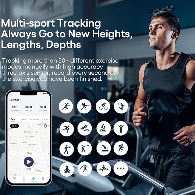 Smart Bracelet Fitness Tracker Health Wristband Heart Rate Monitor Sleep Tracker Step Counter Calories Pedometer Waterproof Wearable Activity Tracker for Men Women, No Subscription Fee