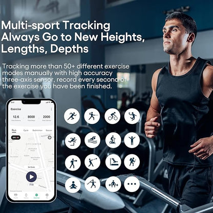 Smart Bracelet Fitness Tracker Health Wristband Heart Rate Monitor Sleep Tracker Step Counter Calories Pedometer Waterproof Wearable Activity Tracker for Men Women, No Subscription Fee