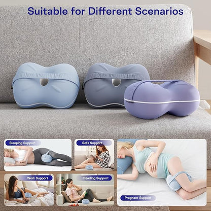 Leg & Knee Pillow for Side Sleepers - Smooth Spine Alignment Pillow - Memory Foam Knee Pillows for Back Hip Pain, Spine Aligning, Sciatica, Surgery Recovery, Pregnancy