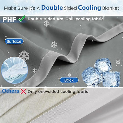 PHF Double Cooling Blanket for Hot Sleepers Twin XL Size, Arc-Chill Q-Max>0.5 with Double Cooling, Summer Blanket Absorbs Heat to Keep Cool All Night for Night Sweats (Charcoal Grey, 66''x90'')