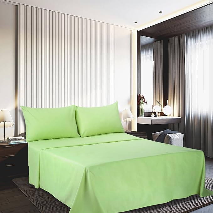 4 Piece Bed Sheet Set (Full,Sage) 1 Flat Sheet,1 Fitted Sheet and 2 Pillow Cases,Brushed Microfiber Luxury Bedding with Deep Pockets