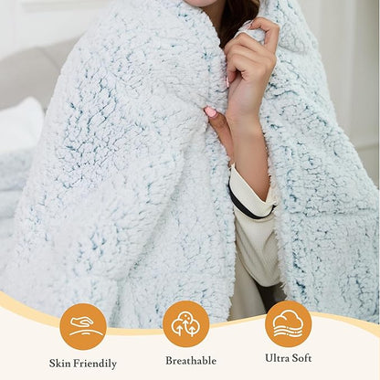 Electric Heated Blanket 72"x84" Full Size Sherpa Fleece - 4 Heat Settings & 10H Auto Shut Off for Safe Overnight Use, Fast Heating, Machine Washable for Bed, Couch, Office - Light Blue