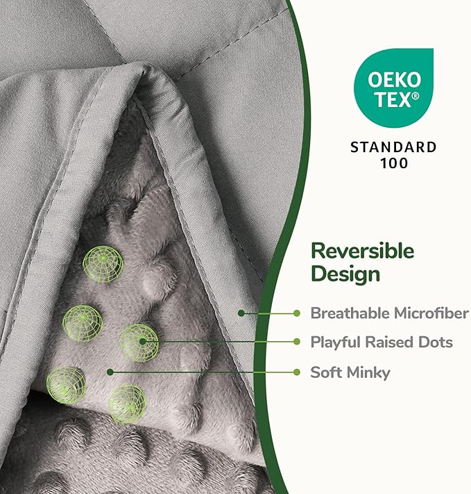 Sivio Weighted Blankets for Adults, Soft Minky Heavy Blanket for Calm Sleeping, Brethable Cooling Weighted Throw Blanket for Men and Women, Grey, 60 x 80in, 15lbs