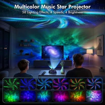 Rossetta Dual Lens Galaxy Projector, 58 Light Effects Star Projector for Bedroom, Night Light Projector with White Noise & Bluetooth Speaker, Remote Timer, Easter Room Decor Gifts for Kids Adult Teen