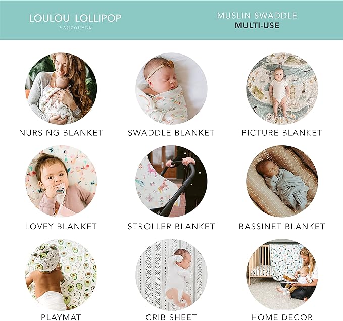 Loulou Lollipop Soft Baby Swaddle Blanket Muslin Wrap Receiving Blanket for Newborn to Toddler Girl and Boy, Large 47” by 47” - City - NYC…