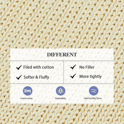 L'AGRATY Knitted Weighted Blanket - 48"x72" 15lbs Cooling Chunky Knit Heavy Blanket for Adults Braided Crochet Throw Thick Cable Yarn Knit Decorative No Beads Evenly Weighted Machine Washable