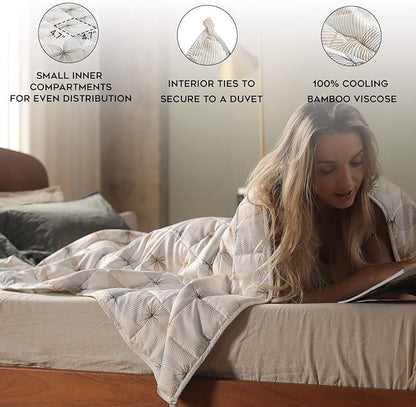YnM Cooling Weighted Blanket — 100% Cooling Oeko-Tex Certified Material with Premium Glass Beads (Khaki Flower, 48''x72'' 20lbs), Suit for One Person(~190lb) Use on Twin/Full Bed