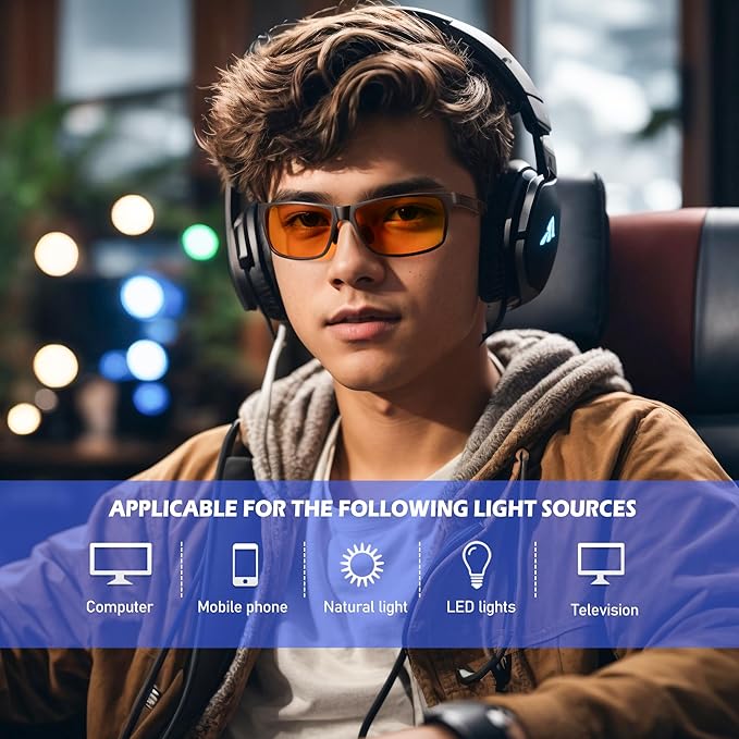 ANYLUV Gaming Glasses for Men Anti Blue Light Computer Glasses Rectangle Al-Mg Metal UV400 Mens Blue Light Filter Eyeglasses