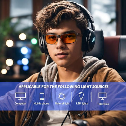 ANYLUV Gaming Glasses for Men Anti Blue Light Computer Glasses Rectangle Al-Mg Metal UV400 Mens Blue Light Filter Eyeglasses