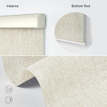 Motorized Light Filtering Roller Shades with Remote Control, Electric Smart Shades Compatible with Alexa and Google, Rechargeable, Customizable Size (Textured Creamy White)