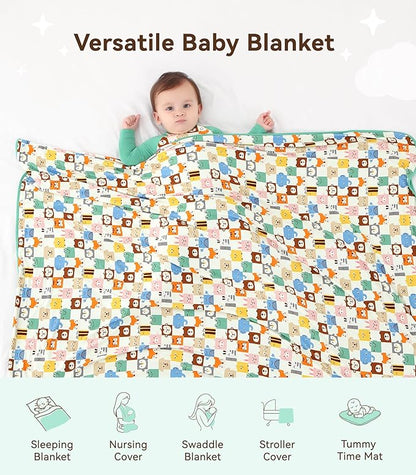 Premium Baby Blankets, Soft Viscose from Bamboo Blanket for Boys and Girls, Nursery Crib Bedding Quilt for Newborn and Toddler, Cooling for Hot Sleepers 50'' x 50'' Animal