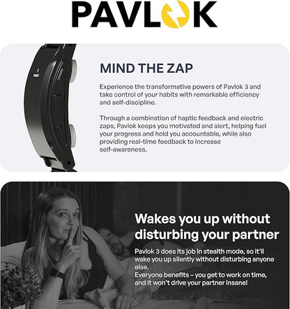 Pavlok 3 - Silent Alarm & Wearable Mindfulness Coach for Good Habits - Elevate Mindfulness, Create Good Habits - Track Steps, Activity, and Sleep Patterns
