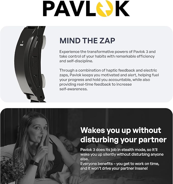 Pavlok 3 - Silent Alarm & Wearable Mindfulness Coach for Good Habits - Elevate Mindfulness, Create Good Habits - Track Steps, Activity, and Sleep Patterns