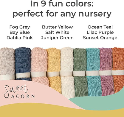 Knit Baby Blanket in Cable Pattern, Organic Cotton Blankets for Crib or Stroller, Receiving Blankets - Dahlia Pink