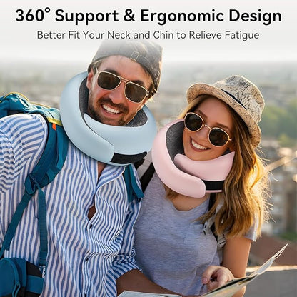 Travel Pillow, 100% Pure Memory Foam Neck Pillow for Airplanes, Comfortable Breathable Cover, Travel Essentials for Plane, Car, Train and Home, Black