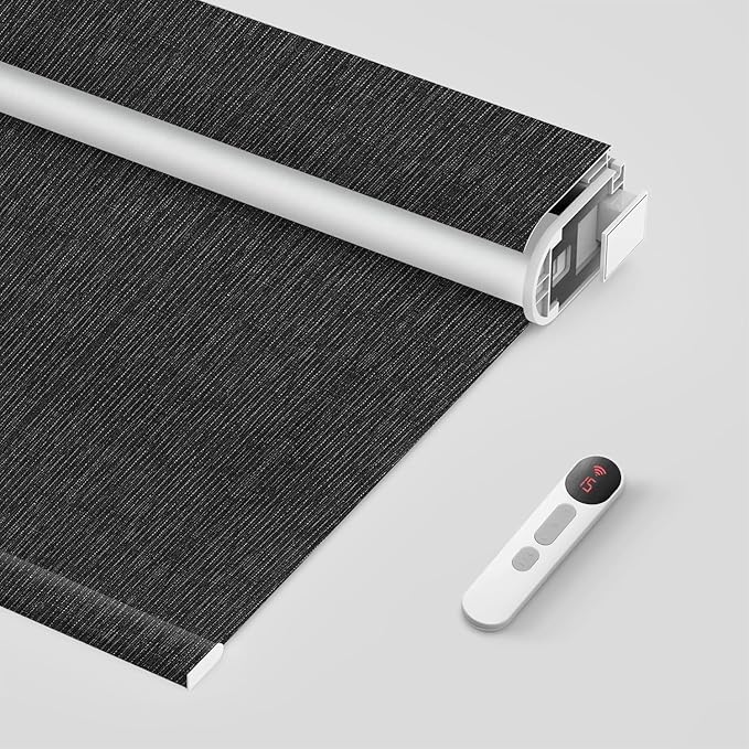 Bringnox No Drill Motorized Blinds with Remote,Blackout Windows,with Apple Homekit,Alexa,Google, with App,Voice Control Custom Size