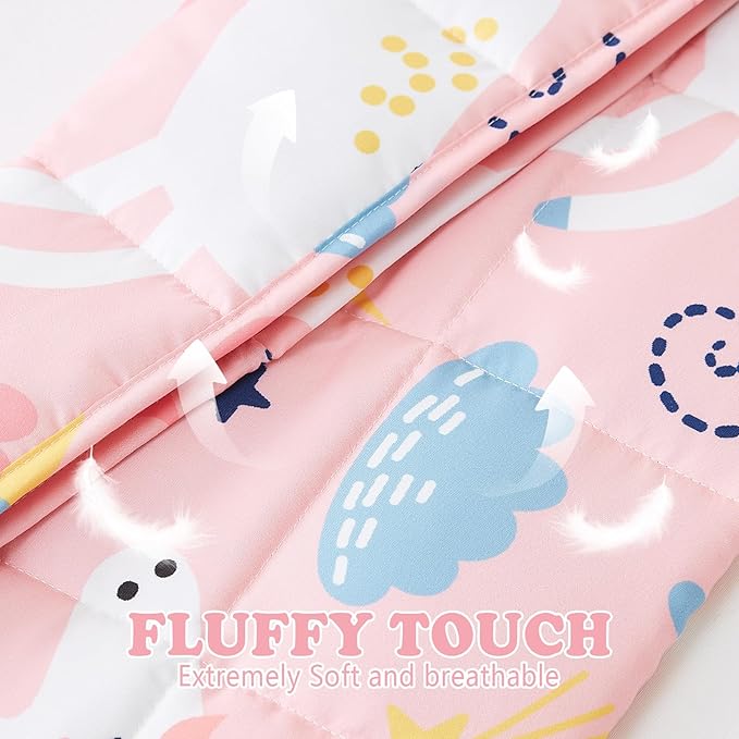 HOSUKKO Weighted Blanket - 2 lbs Pink Unicorn Heavy Lap Indoor - Small Size Breathable Blanket(19 * 21 inches, 2 lbs)