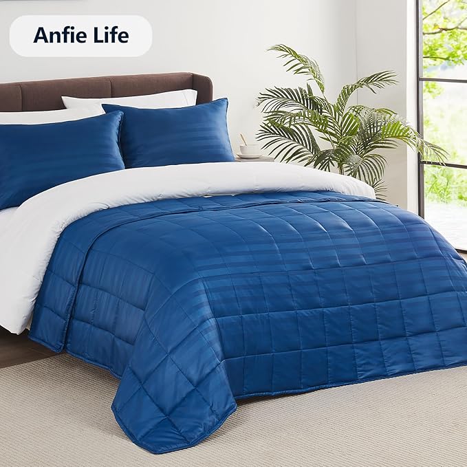 Weighted Blanket Queen Size (60"x80" 17lbs),Ultra Soft and Cozy Cooling Weighted Blanket Queen Size for Adult,Heavy Blanket with Machine Washable Soft Blanket, Navy Blue