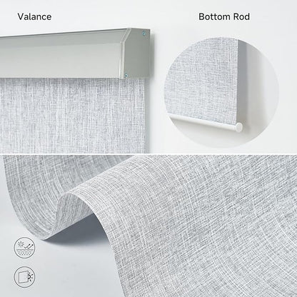 Motorized Light Filtering Roller Shades with Remote Control, Electric Smart Shades Compatible with Alexa and Google, Rechargeable, Customizable Size (Textured Light Gray)
