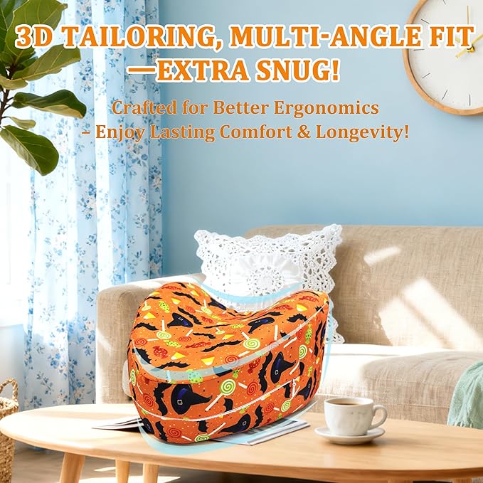 Knee Pillowcase Compatible with Contour Legacy Knee Pillow, Invisible Zippered & Anti-Pilling, Soft Halloween Christmas Gothic Decor, Unique Gift for Her/Him (Purple Galaxy & Warm Orange)