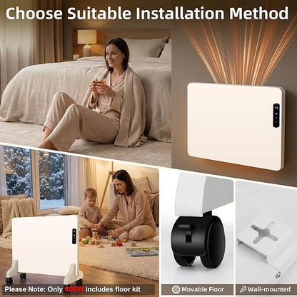 Wall Convection Space Heater Panel, Smart WiFi Wall Mounted Electric Heater for Indoor Use, 400W Energy Efficient Heaters with Remote & APP Control, Quiet Heaters for Bedroom, Office