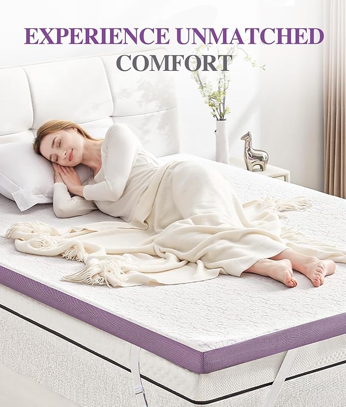 SINWEEK 3 Inch Firm Twin XL Mattress Topper with Cooling Gel Memory Foam & Ventilated Cover - Pressure Relieving, Non-Slip, Machine Washable, CertiPUR-US Certified, Ideal for College Dorms