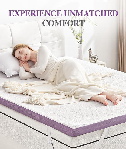 SINWEEK 3 Inch Firm Twin Mattress Topper with Cooling Gel Memory Foam & Ventilated Cover - Stretch Straps & Anti-Slip Bottom, CertiPUR-US Certified, Pressure Relief for Back/Stomach/Side Sleepers