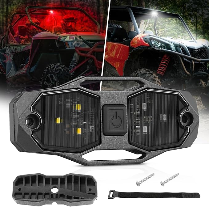 ACEC SHOP UTV Dome Light, Universal Roll Bar LED Dome Light Utility Roll Cage Lights UTV Interior Lights Courtesy Lighting Roll Bar Mount LED Light for UTV Polaris RZR SXS Ranger Truck - White/Red
