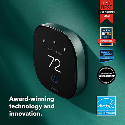 ecobee Smart Thermostat Premium with Smart Sensor and Air Quality Monitor - Programmable Wifi Thermostat - Works with Siri, Alexa, Google Assistant