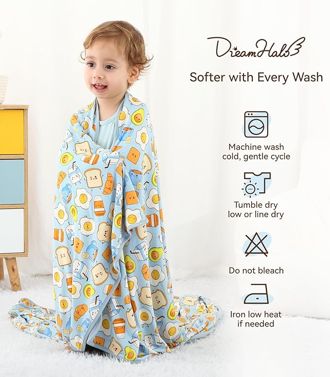 Premium Baby Blankets, Soft Viscose from Bamboo Blanket for Boys and Girls, Nursery Crib Bedding Quilt for Newborn and Toddler, Cooling for Hot Sleepers, 50'' x 50'' Blue Breakfast