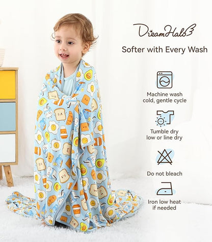 Premium Baby Blankets, Soft Viscose from Bamboo Blanket for Boys and Girls, Nursery Crib Bedding Quilt for Newborn and Toddler, Cooling for Hot Sleepers, 50'' x 50'' Blue Breakfast