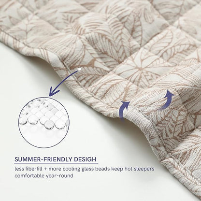 YnM 20lbs Weighted Blanket for Adults, Linen Heavy Bed Throw Blanket with Cooling Glass Beads for All Season Use, Ideal for ~190lbs (60x80 Inches, Queen, Palm Tree)
