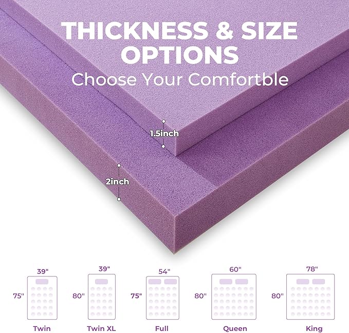 BDEUS 1.5 Inch Gel Memory Foam Mattress Topper Ventilated Soft Pressure Relieve Mattress Pad, Breathable Bed Topper, CertiPUR-US Certified, Full Size