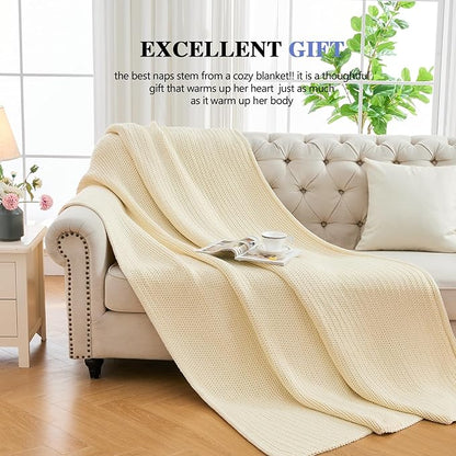 L'AGRATY Knitted Weighted Blanket - 48"x72" 15lbs Cooling Chunky Knit Heavy Blanket for Adults Braided Crochet Throw Thick Cable Yarn Knit Decorative No Beads Evenly Weighted Machine Washable