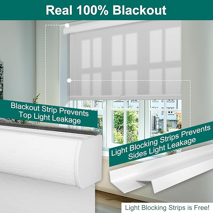 BERISSA Light Filtering Roller Shades for Windows, Cordless Window Shades With Cassette Valance, Linen Blinds, Thermal Insulation for Home Door Office. White. 56" W x 48" H