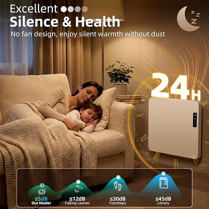 Smart Convection Space Heater, Movable Floor Heater with Wall Mounted Kit for Indoor Use, 600W Energy Efficient Heaters, Remote/APP Control, Quiet Heaters for Bedroom, Office etc