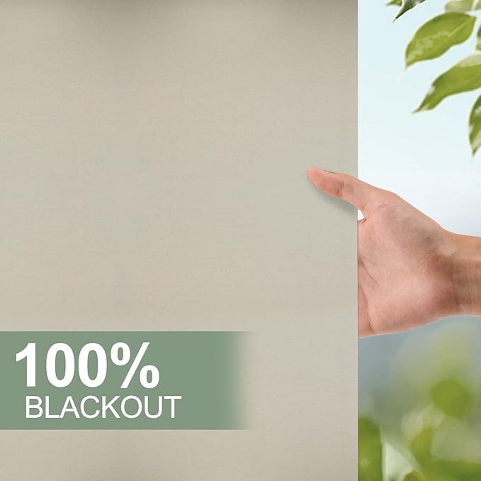 ZSHINE Motorized Blackout Window Blinds Over-Size Customize Width (21-114 Inches) Remote Control Wireless and Rechargeable Motor Roller Shades Blinds for Windows(Light Coffee 82026C)
