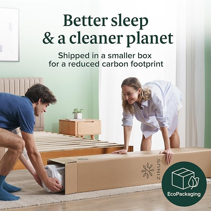 Zinus 12 Inch Twin Green Tea Memory Foam Mattress [New Version], Fiberglass Free, Medium Firm Feel, Zoned Pressure Relief, Certified Safe Foams & Fabric, Mattress in A Box