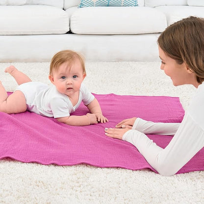 Baby Muslin Swaddle Blanket for Boys and Girls,31” x 35”,3-Pack Breathable and Skin-Friendly,Wrap Soft Silky Cotton Muslin Swaddle Blankets (Rose Pink)