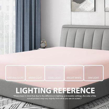 Cathay Home Full Fitted Sheet - Double Brushed Ultra Soft - Wrinkle & Fade Resistant - 21" Extra Deep Pocket Fitted Sheet Only - Good Fit for 19"-23" Deep Mattress (Full, Blush)
