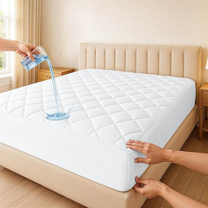 LUX Décor Full Size Mattress Pad - 8 Pack - Quilted Elastic Fitted Mattress Cover Protector Upto 16 Inches Deep Pocket - Soft Breathable Noiseless Mattress Topper (54 X 75)