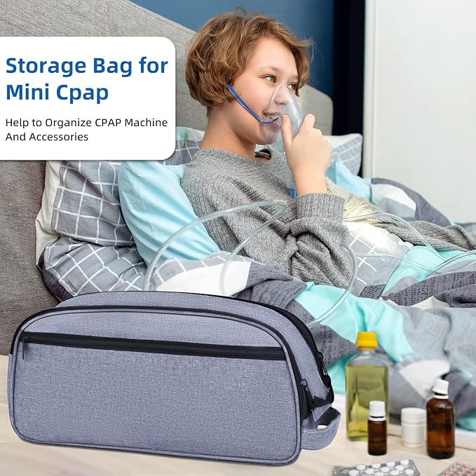 Travel CPAP Carrying Bag Compatible with ResMed AirMini CPAP Machine Small CPAP Travel Bag CPAP Equipment and Supplies Organizer Case Portable CPAP Storage Pockets for Travel & Home Use (Bag Only)