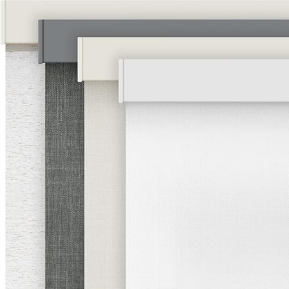 AOSKY Linen Roller Blinds Shades for Indoor Windows Pull Down Cordless Blackout Black Out Window Shade 34 Inch Blinds for Home White