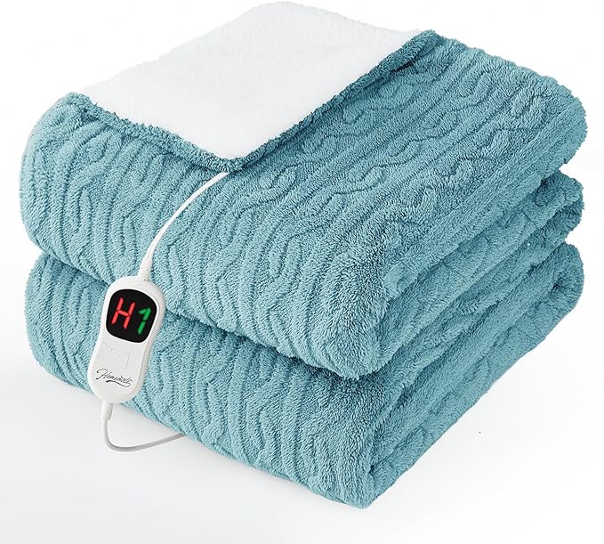 Homemate Electric Heated Blanket Full - 72"x84" Heating Bed Blankets Throw with 10 Heating Levels 8 Hours Auto Off Fast Heating Over-Heated Protection Ultra Soft Warm Flannel ETL Certified