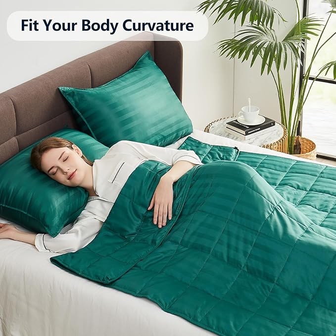 Weighted Blanket Queen Size (60"x80" 25lbs),Ultra Soft and Cozy Cooling Weighted Blanket Queen Size for Adult,Heavy Blanket with Machine Washable Soft Blanket, Green