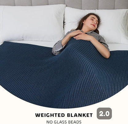 L'AGRATY Knitted Weighted Blanket - 60"x80" 15lbs Cooling Chunky Knit Heavy Blanket for Adults Braided Crochet Throw Thick Cable Yarn Knit Decorative No Beads Evenly Weighted Machine Washable